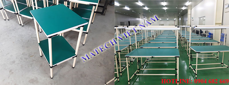 Bàn thao tác ống thép bọc nhựa