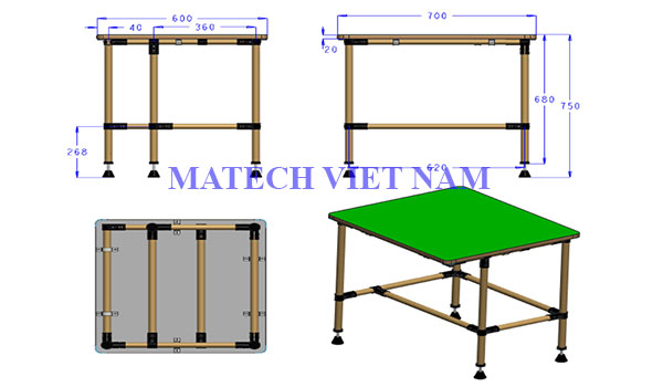 ban ve ban thao tac ong thep boc nhua