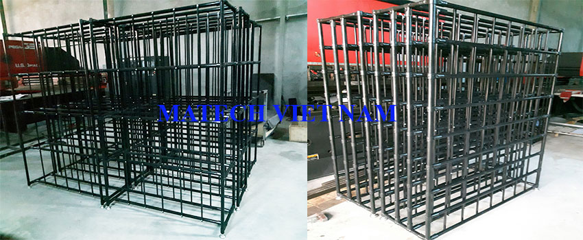 gia ke lap rap tu ong thep boc nhua mau den chong tinh dien