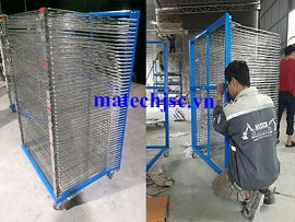Xe đẩy phên lưới inox, khung thép sơn tĩnh điện