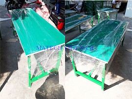 Bàn thao tác khung thép sơn tĩnh điện màu xanh