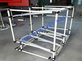 Xe đẩy ống thép bọc nhựa có roller chuyển hàng