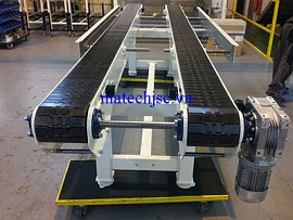 Băng tải xích bản lề inox chịu tải nặng