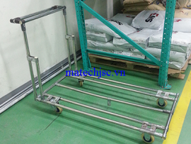 Xe đẩy tay inox phòng sạch ống inox khớp nối HJ