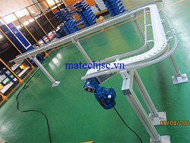 Băng tải xích tấm nhựa gấp khúc