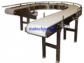 Băng tải xích tấm nhựa cong 180 độ
