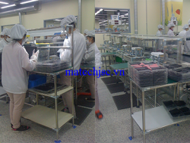 Bàn thao tác phòng sạch khung ống inox khớp nối HJ