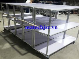 Xe đẩy 3 tầng ống thép bọc nhựa