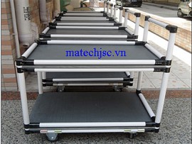 Xe đẩy hai tầng ống thép bọc khớp nối HJ có thành chắn