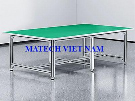 Bàn thao tác khung nhôm mặt gỗ 2400x1200x750mm