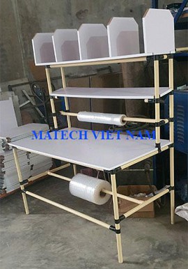 Bàn đóng gói sản phẩm khung ống thép bọc nhựa lắp khớp nối HJ
