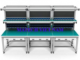Bàn thao tác nhôm định hình có ngăn kéo và hộp chia đồ