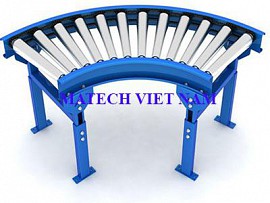 Băng tải con lăn cong khung thép tăng chỉnh chiều cao