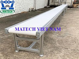 Băng tải PU 1 tầng khung nhôm định hình dài 16m