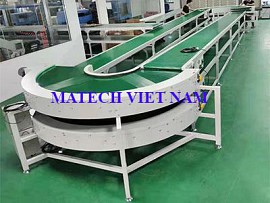 Băng tải PVC khung thép 2 tầng chuyển hướng 360 độ
