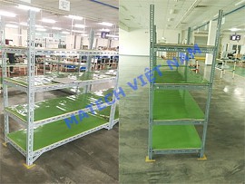 Kệ sắt V lỗ mâm màu xanh