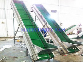 Băng tải nghiêng PVC có gân khung inox