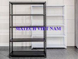 Kệ sắt V lỗ 5 tầng sơn tĩnh điện màu đen, trắng