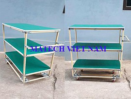 Xe đẩy hàng 3 tầng ống phi 27 chống tĩnh điện